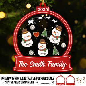 Custom 3 Layers Shaker Ornament - Personalized Christmas Birthday Gifts For Mom, Dad, Kids - A Frosty Family Keepsake