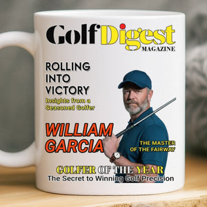 Custom Photo Magazine Mug - Personalized Christmas Birthday Golf Gifts For Men, Women - King Of The Fairway