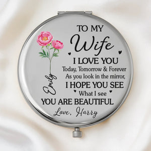 Custom Compact Mirror - Personalized Anniversary Wedding Gifts For Husband And Wife, Him And Her - You And Me Always