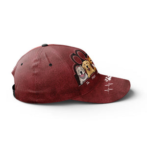 Casquette rose « Keep Calm And Love Dogs » personnalisée pour chien et chat, imprimé intégral, cadeau idéal pour les propriétaires et les amoureux des animaux.