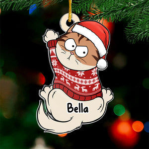 Chat dans l'esprit des fêtes - Ornement personnalisé en acrylique - Forme personnalisée - Cadeau de Noël pour les propriétaires et les amoureux des animaux