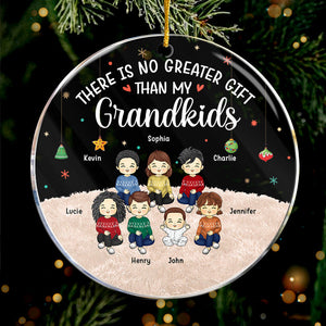 Mes petits-enfants font fondre mon cœur ! Décoration personnalisée pour la famille - Forme ronde en acrylique - Cadeau de Noël pour les membres de la famille