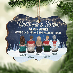 Frères et sœurs jamais séparés, peut-être à distance, mais jamais dans le cœur - Décoration de Noël en bois personnalisée en forme de Benelux - Cadeau pour frères et sœurs, cadeau de Noël
