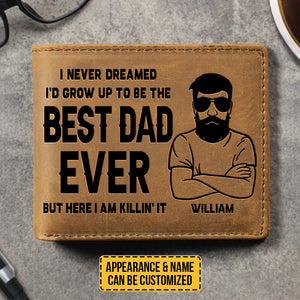 Meilleur papa de tous les temps - Portefeuille à deux volets personnalisé - Cadeau pour papa