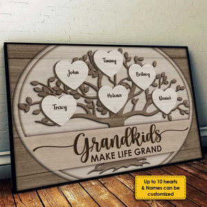 Mes petits-enfants rendent ma vie merveilleuse - Affiche horizontale personnalisée - Cadeau pour grands-parents