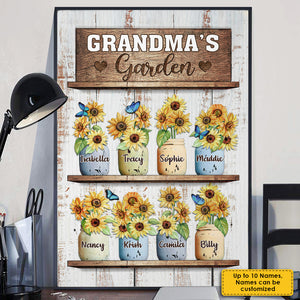 Grandma's Sunflower Garden - Personalized Vertical Poster.