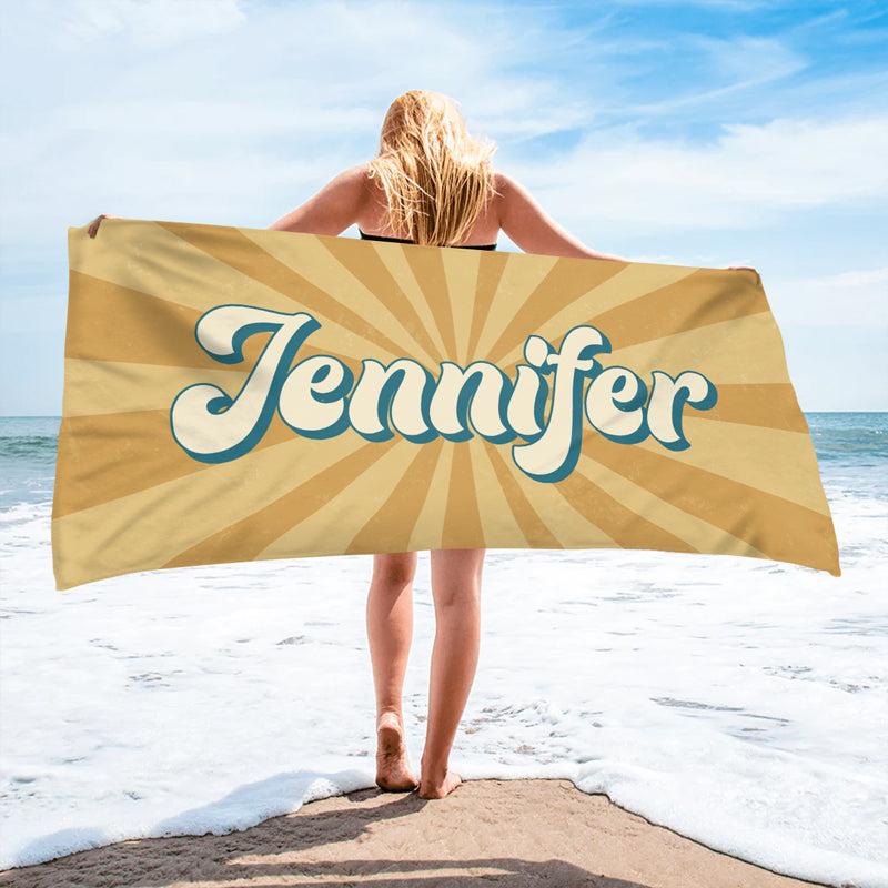 Profitez des vagues - Serviette de plage personnalisée pour toute la famille - Cadeau pour les vacances d'été, cadeau pour les membres de la famille