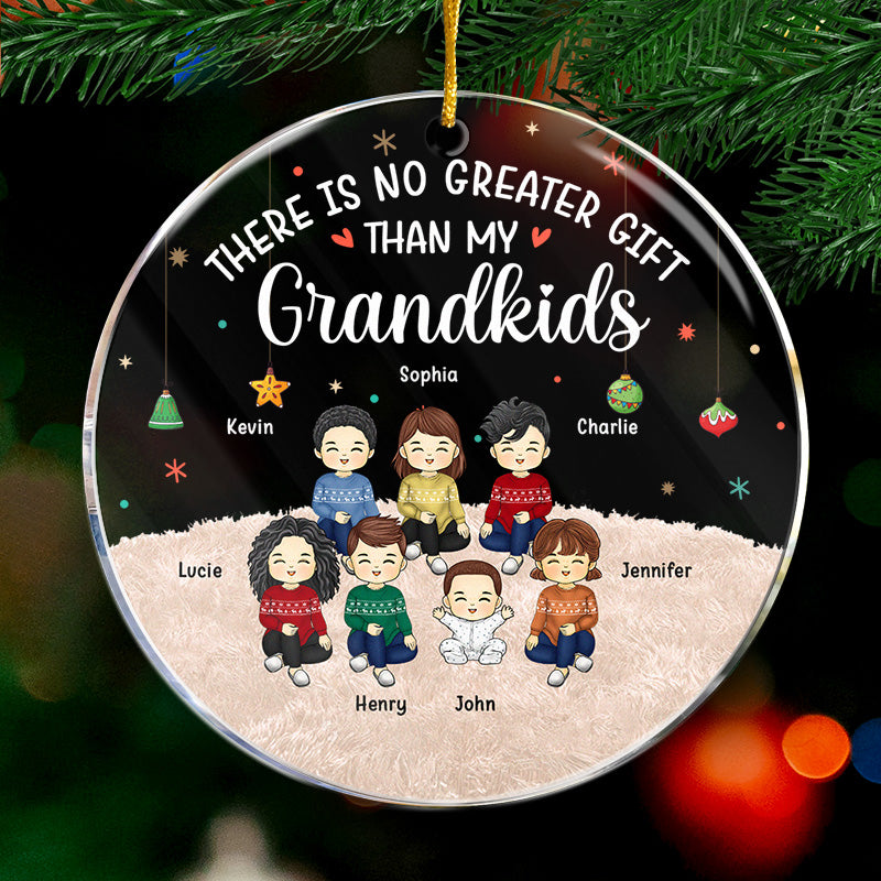 Mes petits-enfants font fondre mon cœur ! Décoration personnalisée pour la famille - Forme ronde en acrylique - Cadeau de Noël pour les membres de la famille