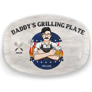 Assiette à griller pour papa - Plateau personnalisé pour la famille - Fête des pères, cadeau pour papa, grand-père
