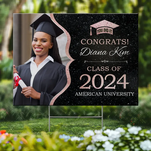 Photo personnalisée : Une douce fin pour un nouveau départ - Panneau de jardin personnalisé pour la famille - Cadeau de remise de diplôme pour les membres de la famille, les frères et sœurs