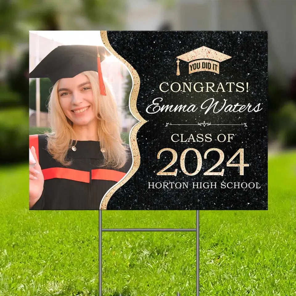 Photo personnalisée : Une douce fin pour un nouveau départ - Panneau de jardin personnalisé pour la famille - Cadeau de remise de diplôme pour les membres de la famille, les frères et sœurs