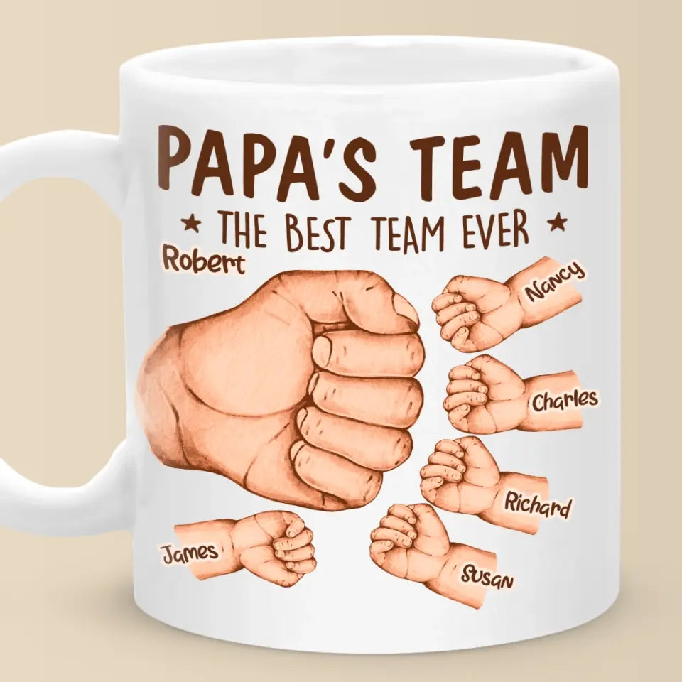 L'équipe de papa, la meilleure équipe de tous les temps - Mug personnalisé pour la famille - Fête des pères, cadeau pour papa, grand-père