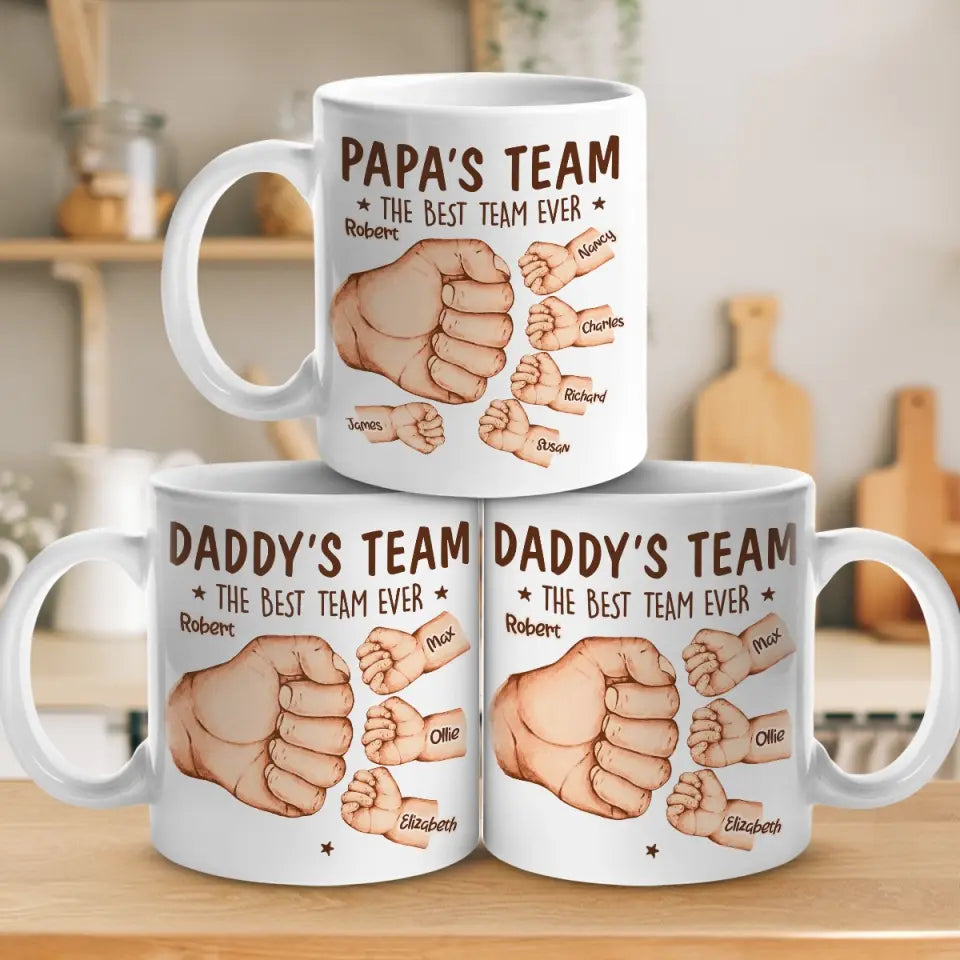 L'équipe de papa, la meilleure équipe de tous les temps - Mug personnalisé pour la famille - Fête des pères, cadeau pour papa, grand-père