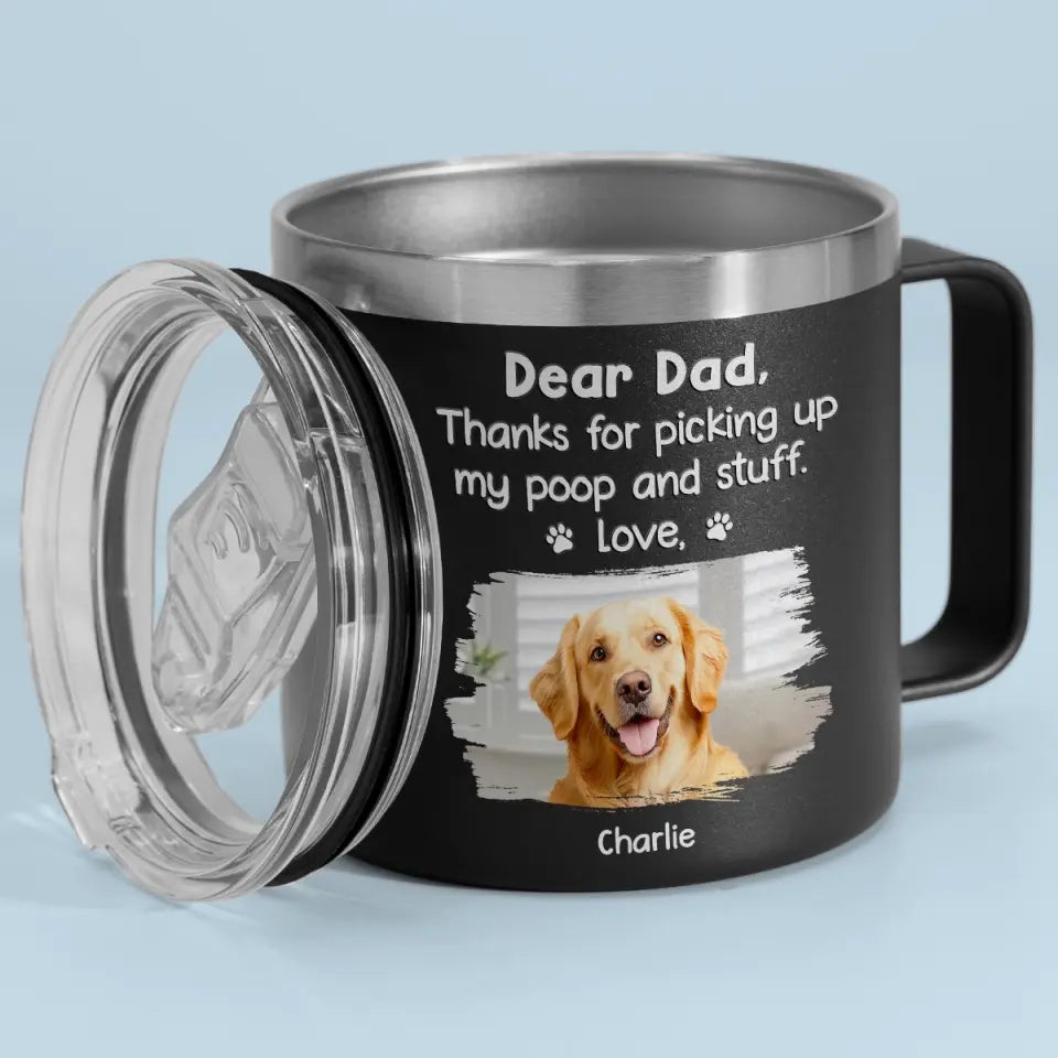 Photo personnalisée Merci d'avoir choisi mes affaires - Gobelet personnalisé en acier inoxydable de 14 oz avec poignée pour chien et chat - Fête des pères, cadeau pour les propriétaires d'animaux et les amoureux des animaux
