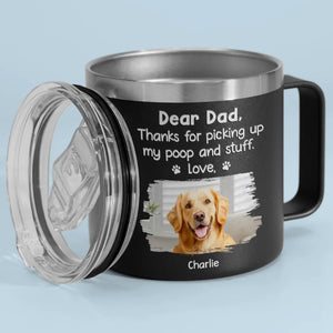 Photo personnalisée Merci d'avoir choisi mes affaires - Gobelet personnalisé en acier inoxydable de 14 oz avec poignée pour chien et chat - Fête des pères, cadeau pour les propriétaires d'animaux et les amoureux des animaux