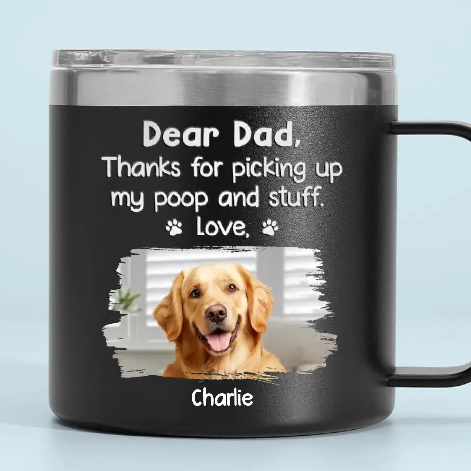 Photo personnalisée Merci d'avoir choisi mes affaires - Gobelet personnalisé en acier inoxydable de 14 oz avec poignée pour chien et chat - Fête des pères, cadeau pour les propriétaires d'animaux et les amoureux des animaux