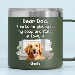 Photo personnalisée Merci d'avoir choisi mes affaires - Gobelet personnalisé en acier inoxydable de 14 oz avec poignée pour chien et chat - Fête des pères, cadeau pour les propriétaires d'animaux et les amoureux des animaux