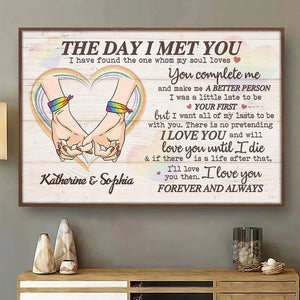 Le jour où je t'ai rencontré, j'ai trouvé celui que mon âme aime - Affiche horizontale personnalisée pour couple - Cadeau pour mari et femme, anniversaire, LGBTQ+