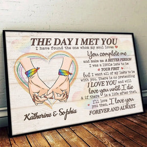 Le jour où je t'ai rencontré, j'ai trouvé celui que mon âme aime - Affiche horizontale personnalisée pour couple - Cadeau pour mari et femme, anniversaire, LGBTQ+