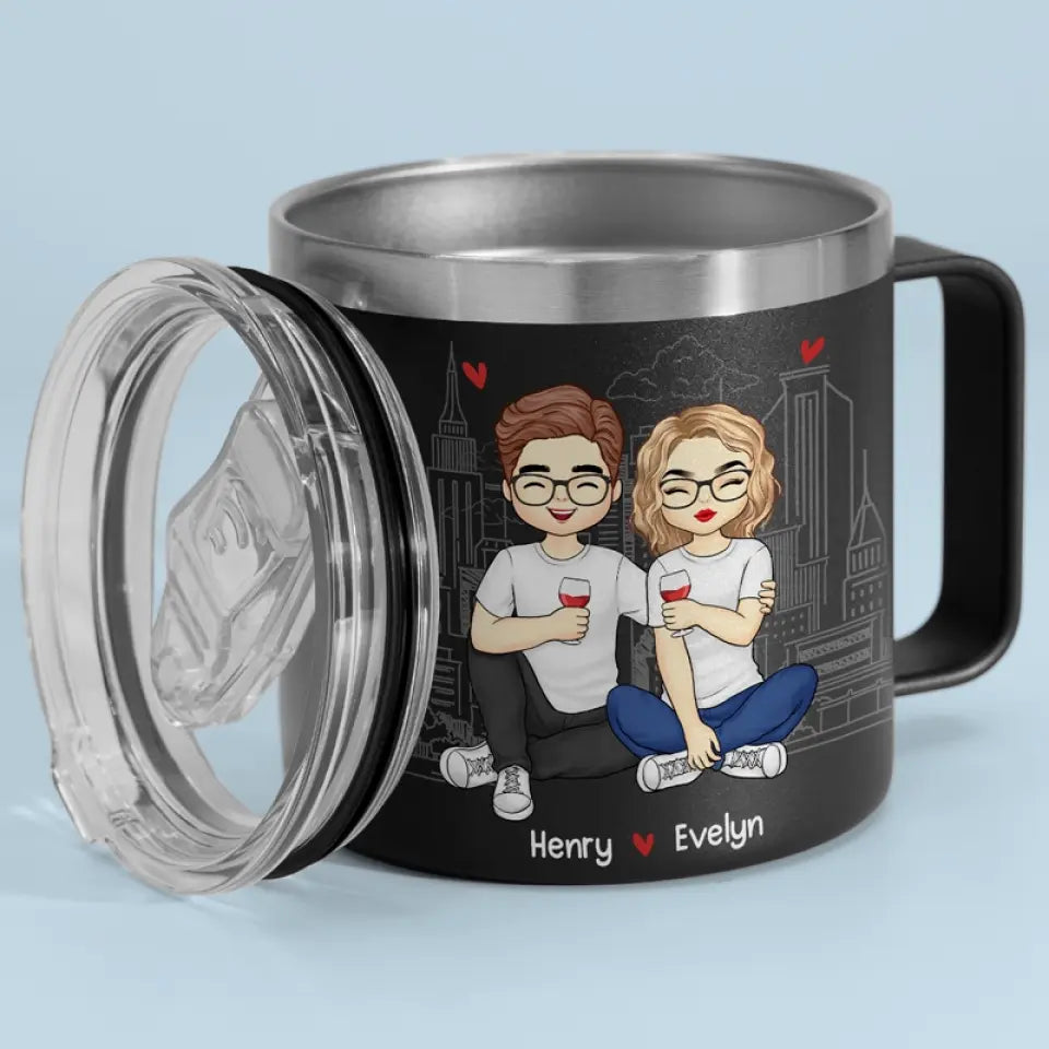Tu seras toujours mon éternel - Gobelet personnalisé en acier inoxydable de 14 oz avec poignée - Cadeau pour mari et femme, anniversaire