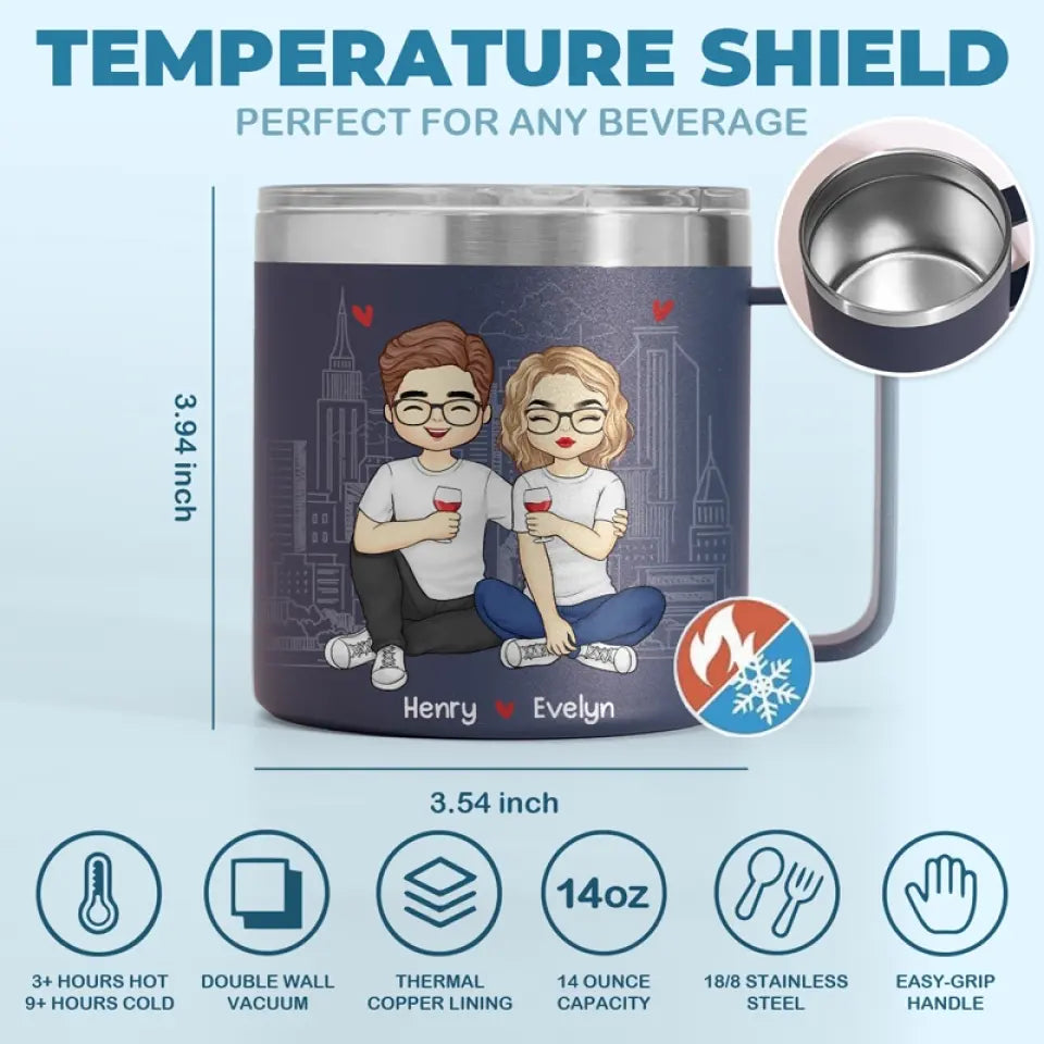 Tu seras toujours mon éternel - Gobelet personnalisé en acier inoxydable de 14 oz avec poignée - Cadeau pour mari et femme, anniversaire
