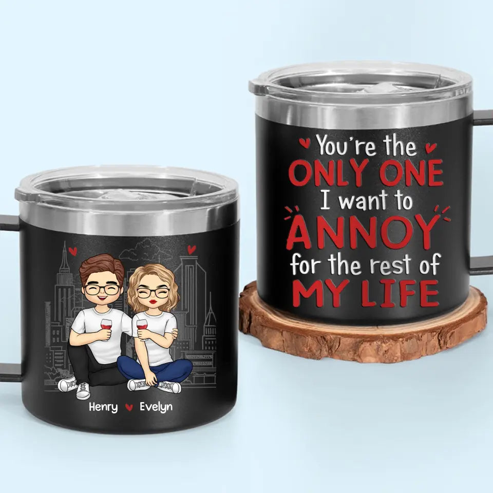 Tu seras toujours mon éternel - Gobelet personnalisé en acier inoxydable de 14 oz avec poignée - Cadeau pour mari et femme, anniversaire
