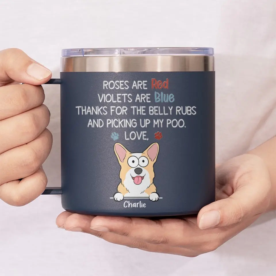Les chiens sont un amour à quatre pattes - Gobelet personnalisé en acier inoxydable de 14 oz avec poignée - Cadeau pour les propriétaires et les amoureux des animaux