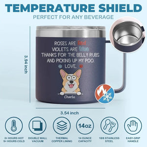 Les chiens sont un amour à quatre pattes - Gobelet personnalisé en acier inoxydable de 14 oz avec poignée - Cadeau pour les propriétaires et les amoureux des animaux
