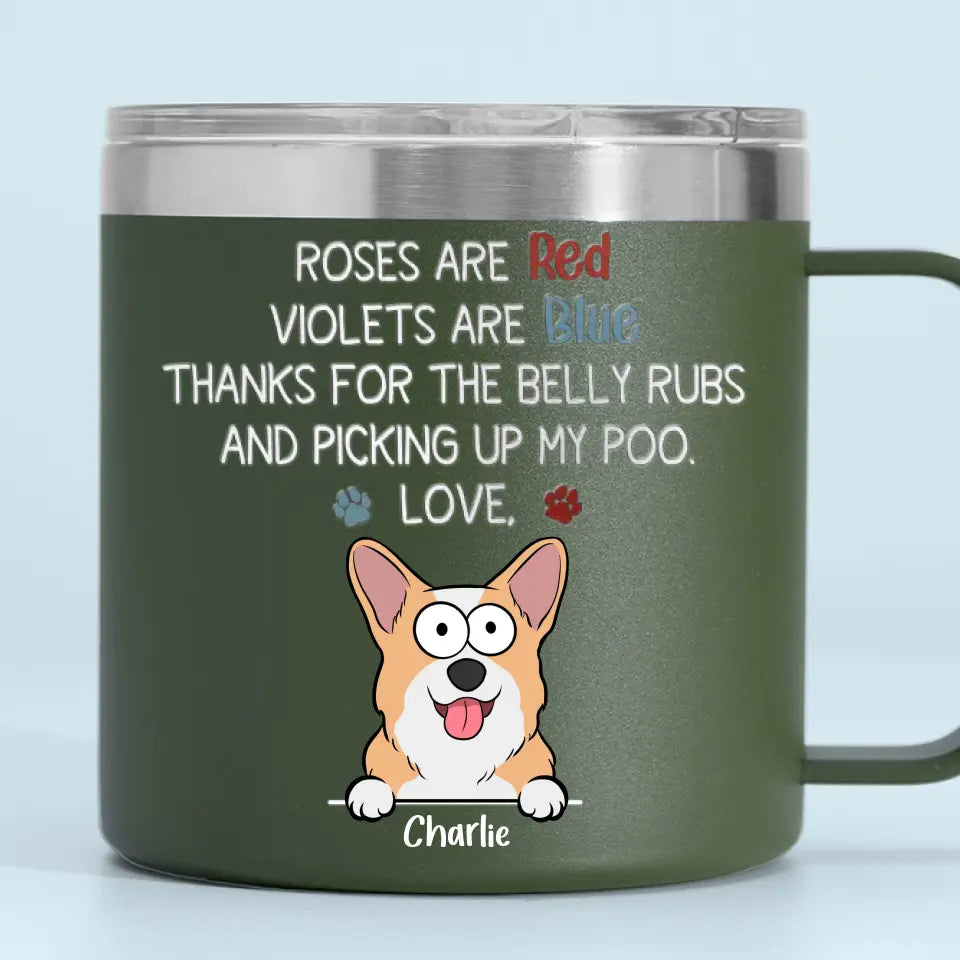 Les chiens sont un amour à quatre pattes - Gobelet personnalisé en acier inoxydable de 14 oz avec poignée - Cadeau pour les propriétaires et les amoureux des animaux