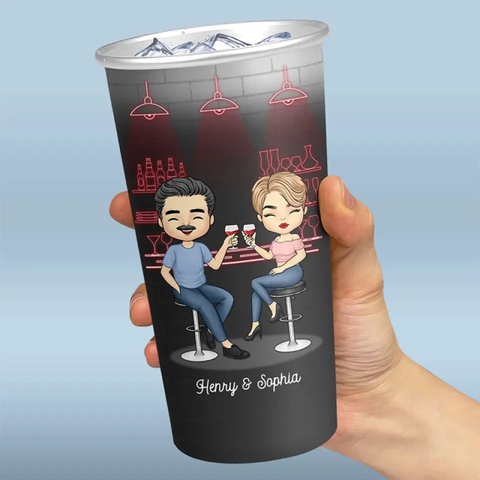 Couples qui boivent ensemble - Tasse personnalisée en aluminium changeant de couleur - Cadeau pour mari et femme, anniversaire