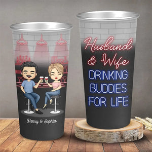 Couples qui boivent ensemble - Tasse personnalisée en aluminium changeant de couleur - Cadeau pour mari et femme, anniversaire
