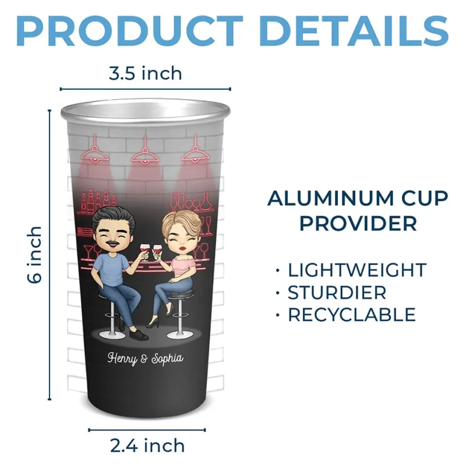 Couples qui boivent ensemble - Tasse personnalisée en aluminium changeant de couleur - Cadeau pour mari et femme, anniversaire
