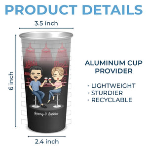 Couples qui boivent ensemble - Tasse personnalisée en aluminium changeant de couleur - Cadeau pour mari et femme, anniversaire