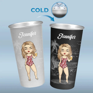 L'été approche - Tasse personnalisée en aluminium à changement de couleur - Cadeau de vacances d'été pour les meilleures amies, les meilleures amies et les sœurs
