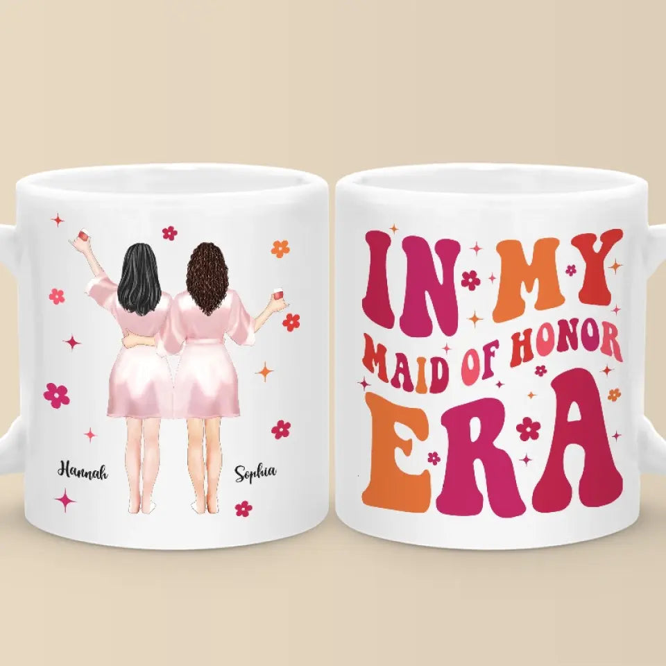Merci d'être à mes côtés aujourd'hui et toujours - Mug personnalisé Bestie - Cadeau de mariage, cadeau de demoiselle d'honneur pour meilleures amies, BFF, sœurs