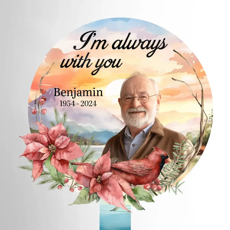 Photo personnalisée : pas un jour ne passe sans que vous ne nous manquiez - Piquet de jardin en acrylique personnalisé de style vitrail - Cadeau de condoléances pour les membres de la famille