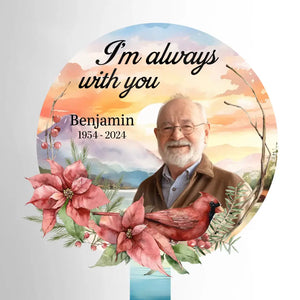Photo personnalisée : pas un jour ne passe sans que vous ne nous manquiez - Piquet de jardin en acrylique personnalisé de style vitrail - Cadeau de condoléances pour les membres de la famille