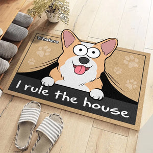 Je suis le maître de la maison - Tapis décoratif personnalisé en forme de chien - Cadeau de pendaison de crémaillère pour les propriétaires et les amoureux des animaux