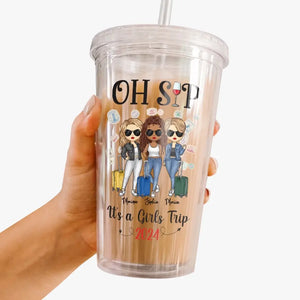 Gobelet en acrylique transparent personnalisé pour les vacances d'été entre amies, BFF ou sœurs.