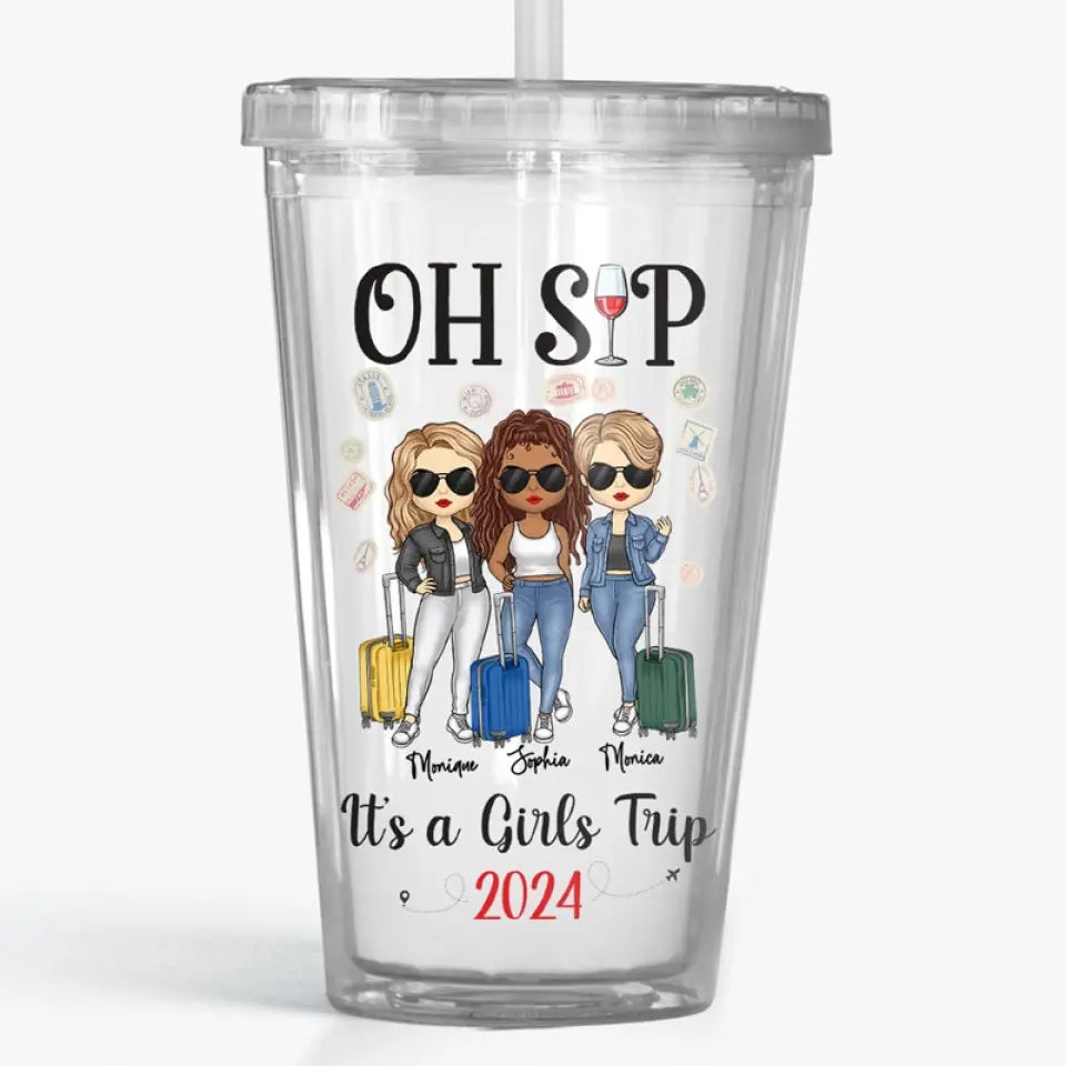 Gobelet en acrylique transparent personnalisé pour les vacances d'été entre amies, BFF ou sœurs.