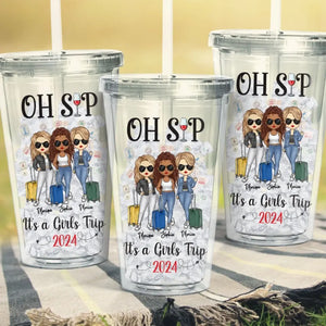 Gobelet en acrylique transparent personnalisé pour les vacances d'été entre amies, BFF ou sœurs.