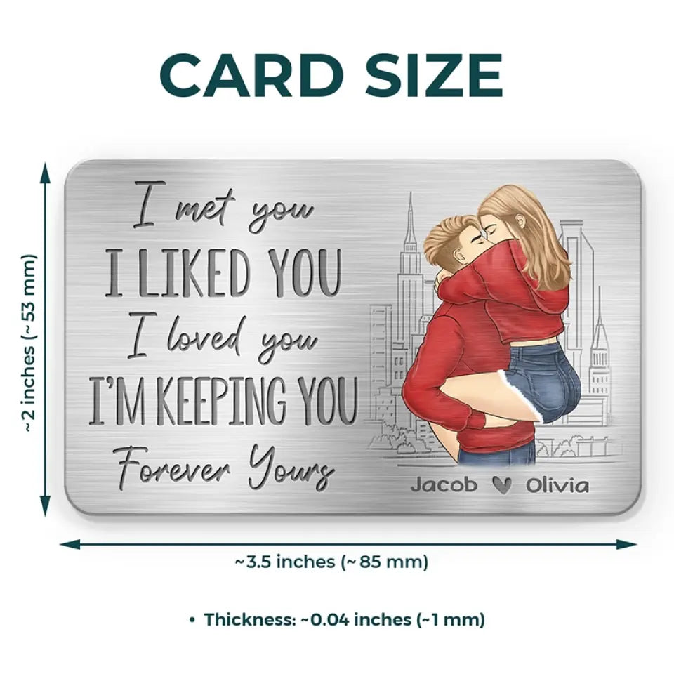 Je t'ai rencontré, je t'ai aimé, je t'ai adoré - Carte portefeuille personnalisée en aluminium pour couple - Cadeau pour mari et femme, anniversaire
