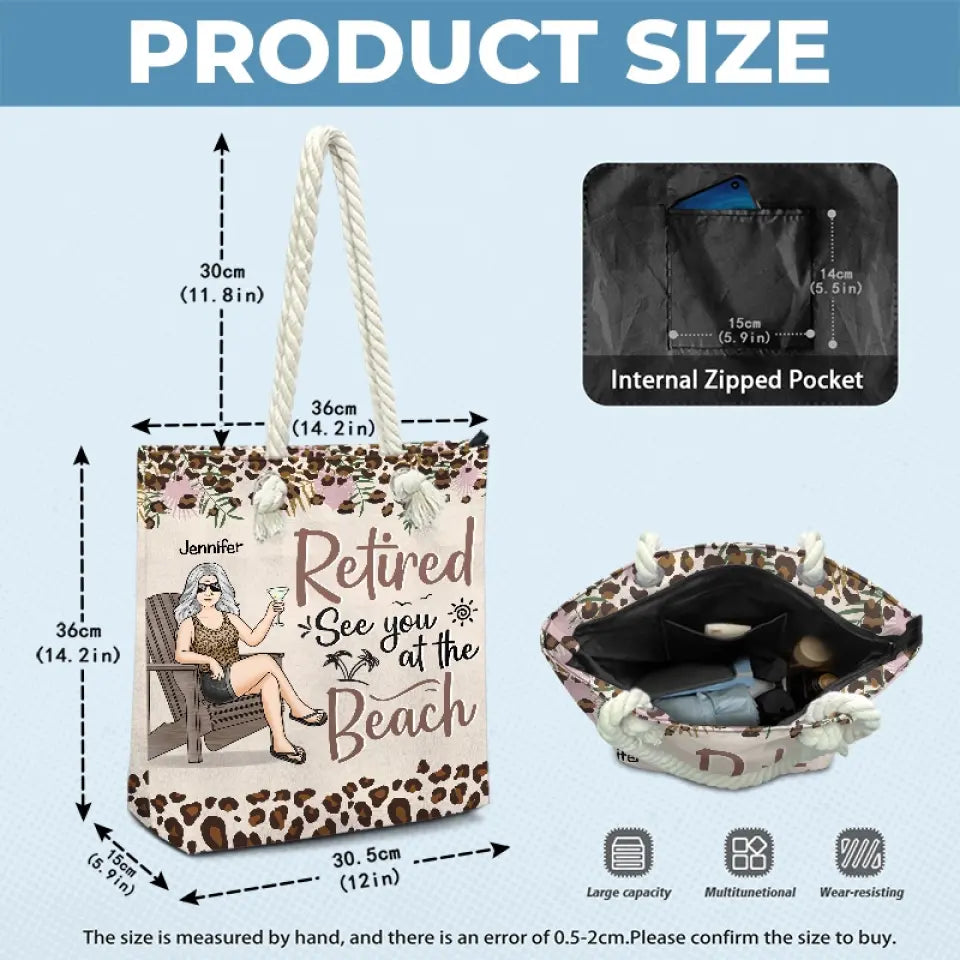 See You At The Beach - Family Personalized Custom Beach Bag - Appreciation, Retirement Gift For Grandma