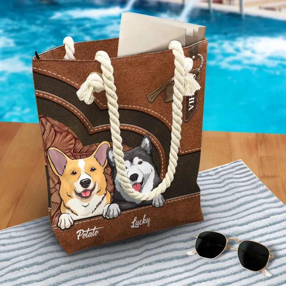 Barking Up A Summer Breeze - Dog Personalized Custom Beach Bag - Summer Vacation Gift For Pet Owners, Pet Lovers