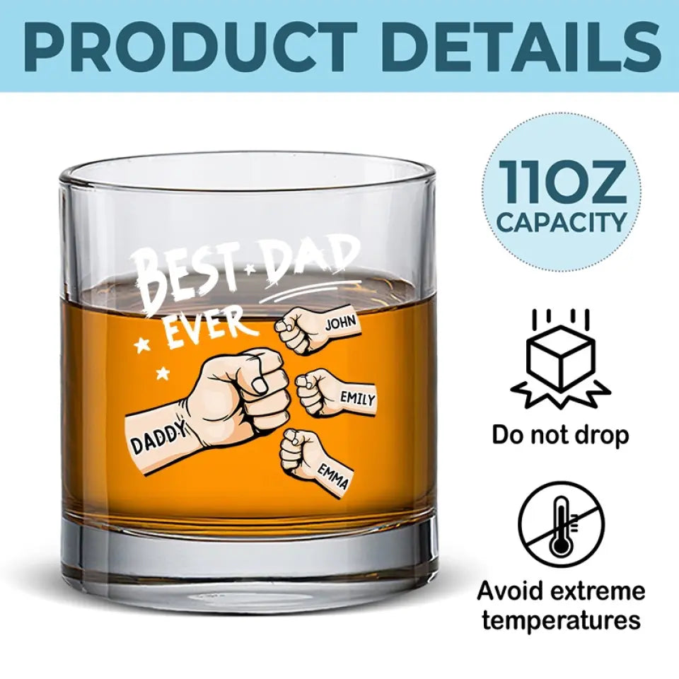 Dads Are The True Superheroes - Family Personalized Custom Whiskey Glass - Gift For Dad, Grandpa