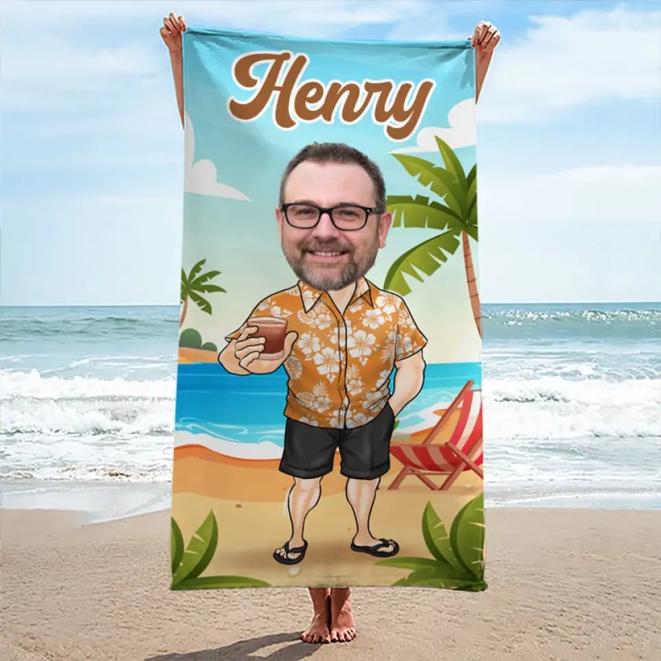 Custom Photo Vacay Vibes - Family Personalized Custom Beach Towel - Summer Vacation Gift, Birthday Pool Party Gift For Family Members