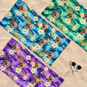 Mode vacances photo personnalisé activé - Chien  
Serviette de plage personnalisée avec chat - Cadeau de vacances d'été, cadeau d'anniversaire pour les propriétaires d'animaux et les amoureux des animaux