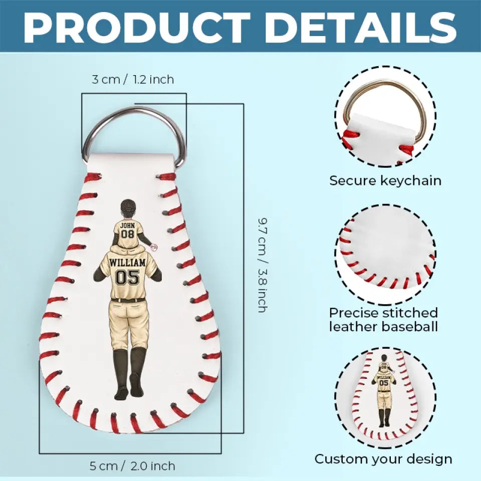 Best Dad Coach Ever - Family Personalized Custom Leather Keychain - Gift For Family Members