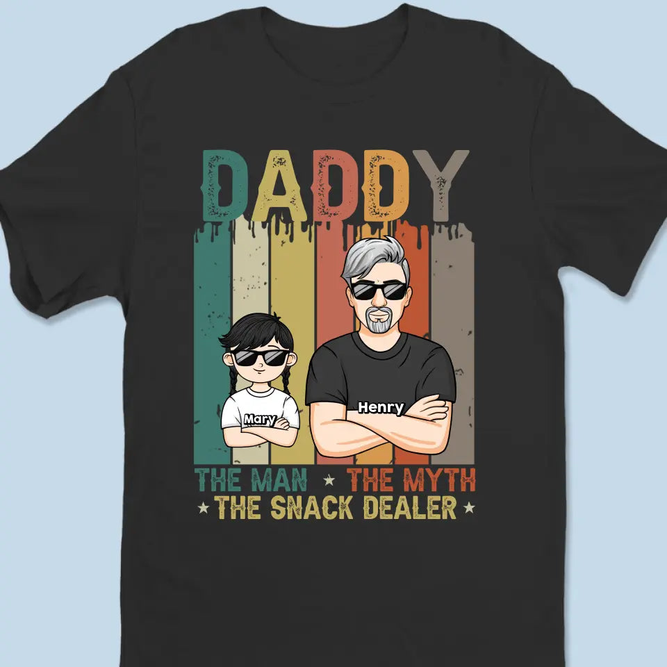 L'Homme, le Mythe, le Marchand de Snacks - T-shirt, sweat à capuche, sweat-shirt unisexe personnalisé pour la famille - Cadeau pour papa, grand-père
