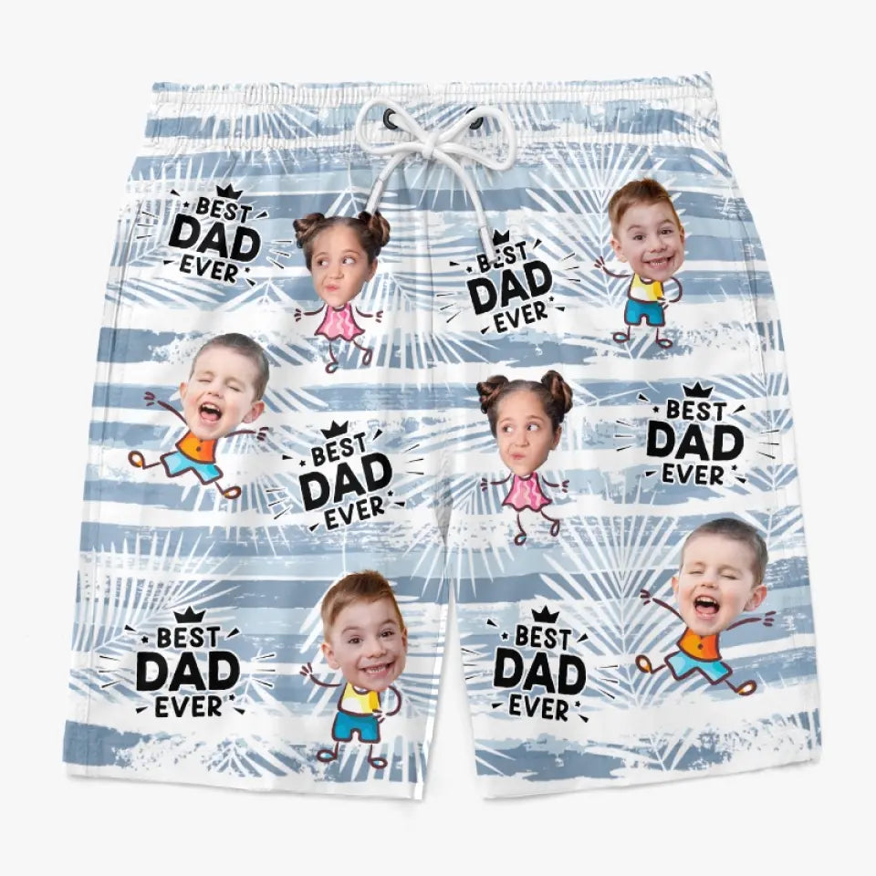 Short de plage hawaïen tropical personnalisé avec photo pour témoin de mariage - Cadeau idéal pour les vacances d'été, papa ou grand-père